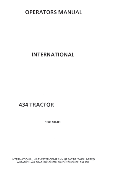 IH 434 Tracteur Atelier Opérateurs Et Pièces Manuels 
